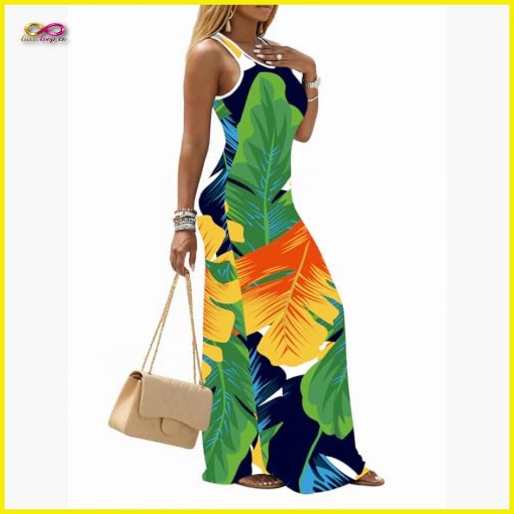 Maxi Dress Sleeveless Tank Casual Party Club Wear A-Line Summer - Picture 2 of 4
